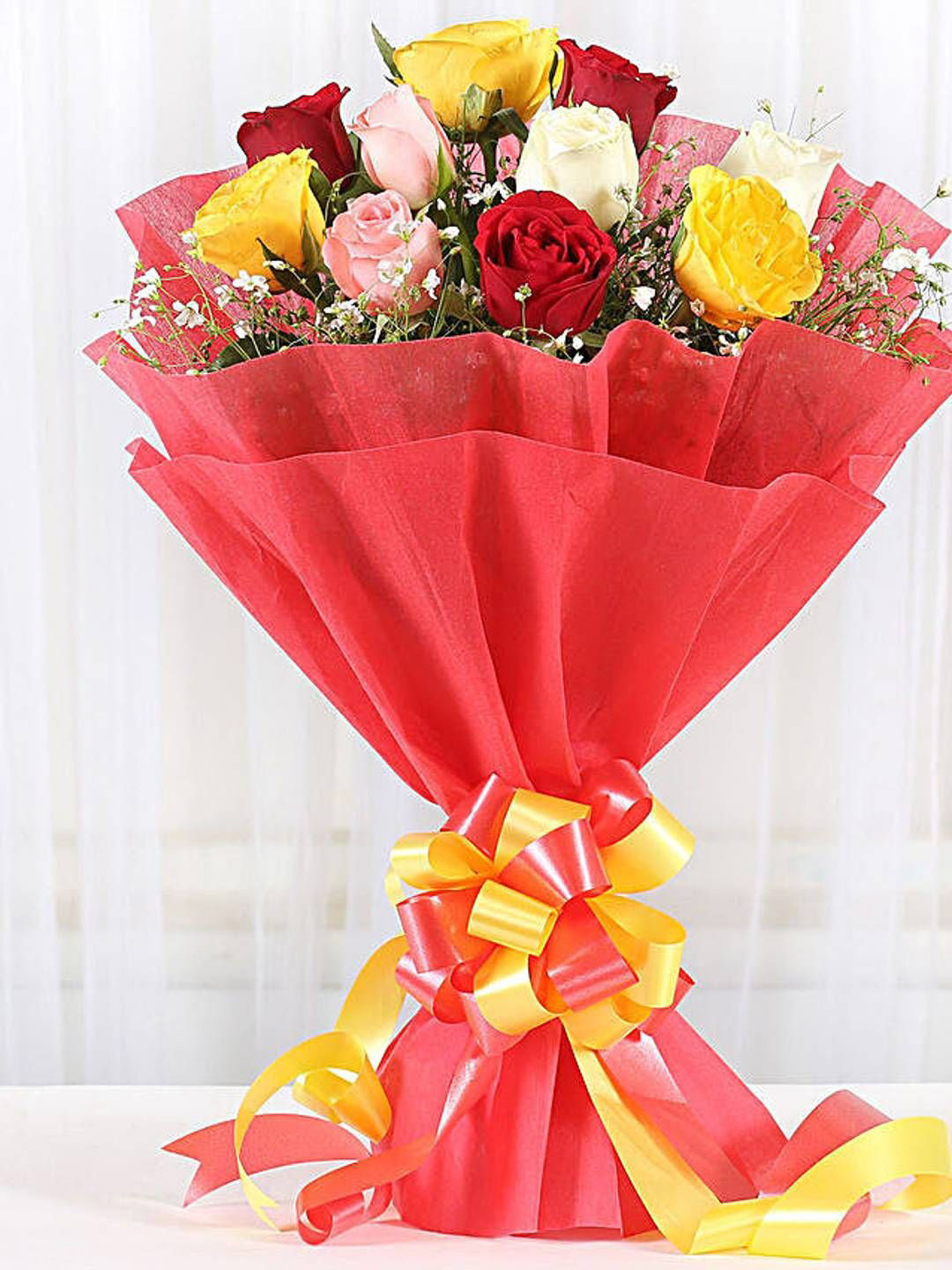 fnp Red & Yellow 10 Pieces Mixed Love Roses Bunch