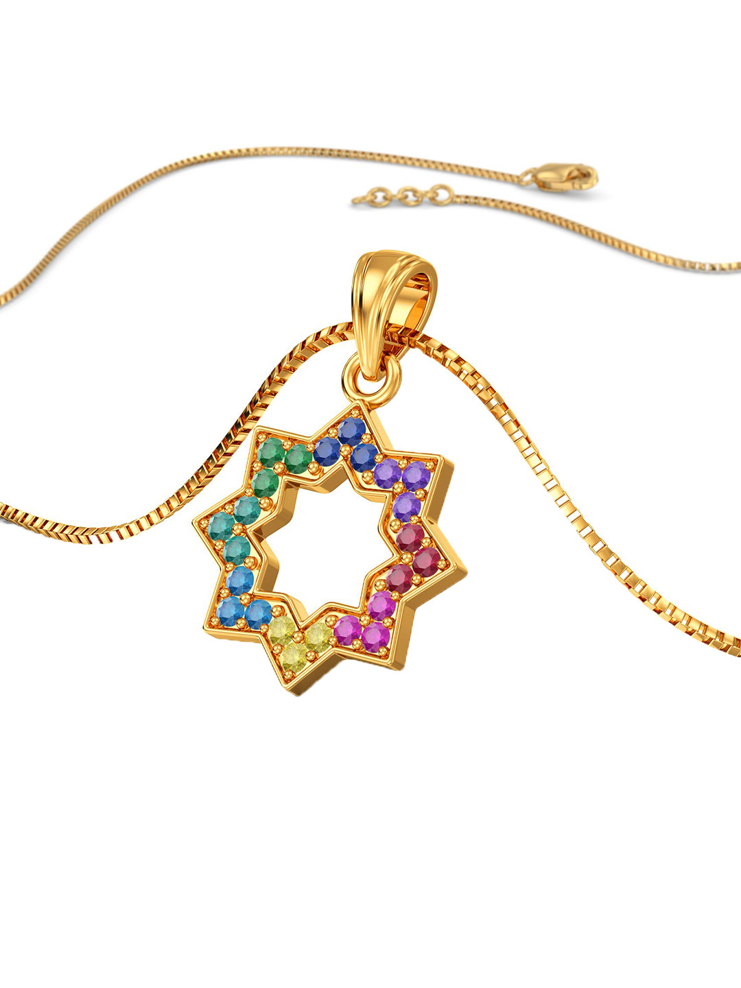 Joyalukkas 22KT GemStones Studded Chroma Glimmer Pendant Gold- 2.01g