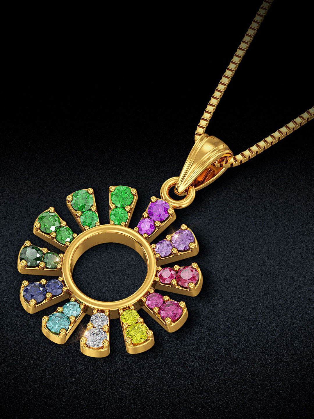 Joyalukkas Girls 22KT Gemstone Gold Pendant-2.86gm