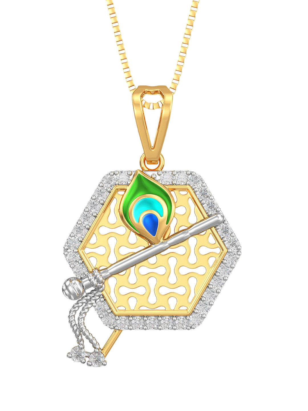 Joyalukkas 22K GemStones Studded Lord Krishna Pendant Gold-2.26gm