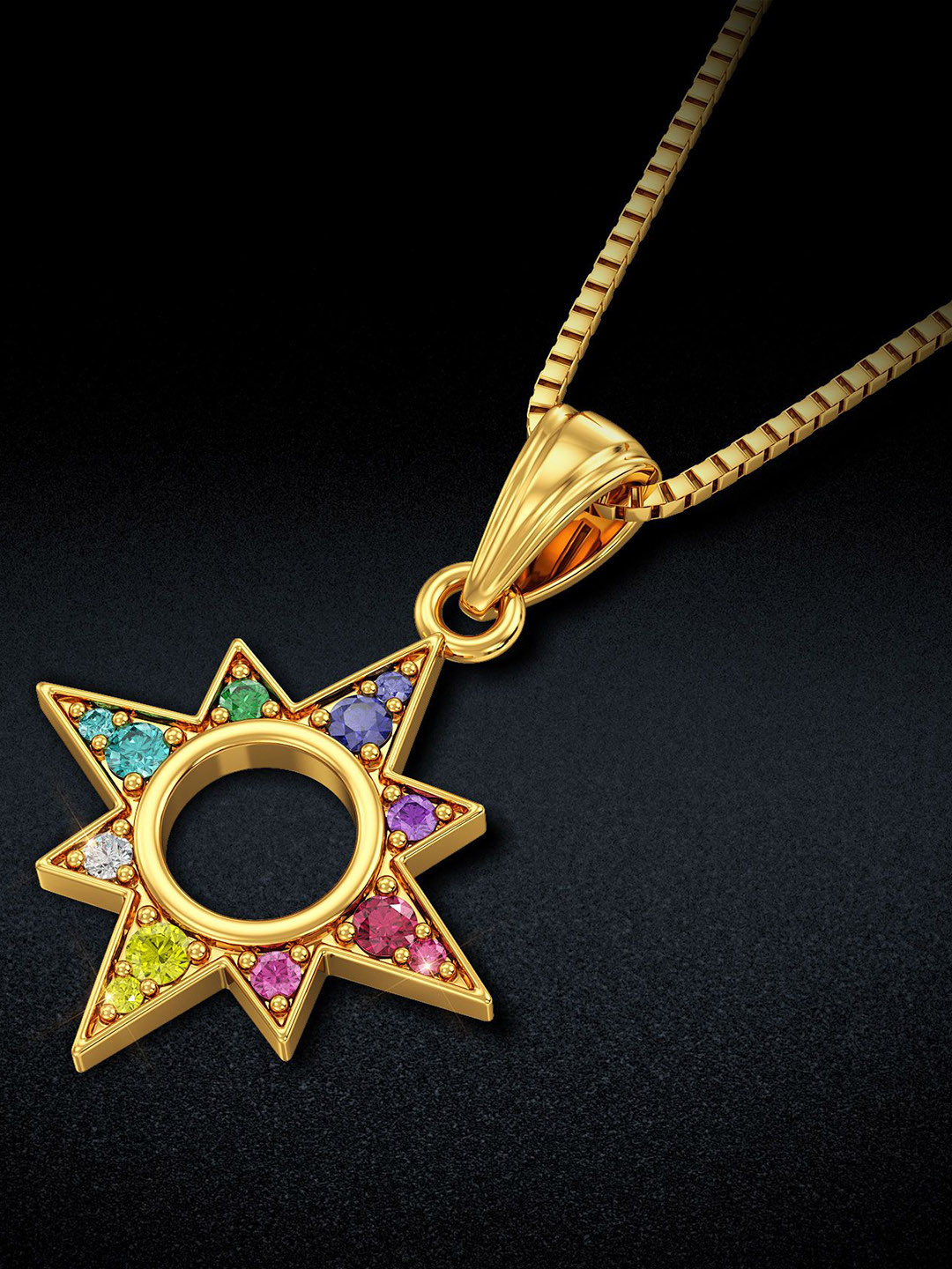 Joyalukkas 22 KT Gemstone Gold Pendant-1.57g
