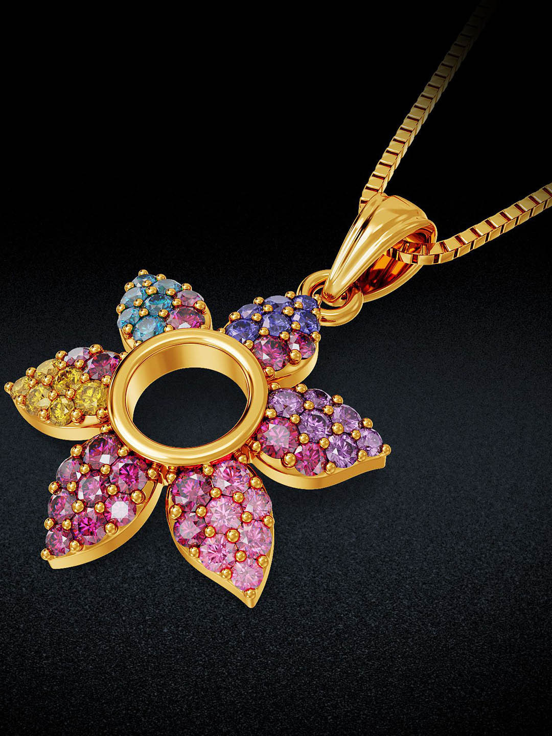 Joyalukkas 22KT GemStones Studded Chroma Shine Pendant Gold-2.26 gm