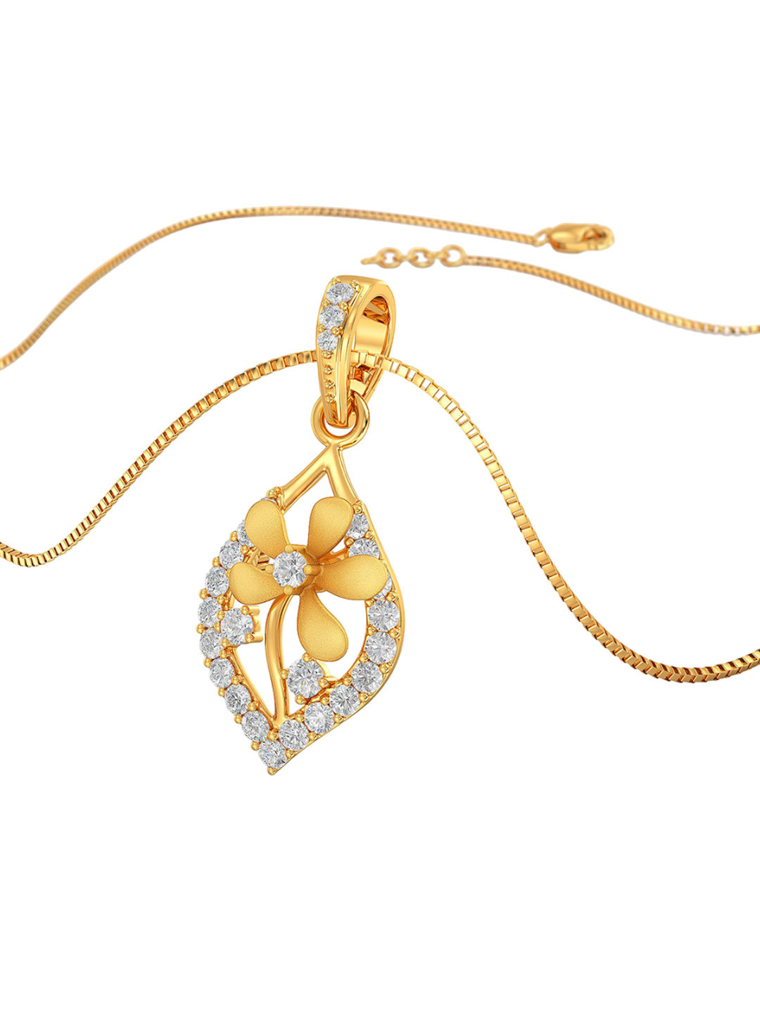 Joyalukkas Girls 22KT GemStones Studded Flower Pendant Gold-2.107gm