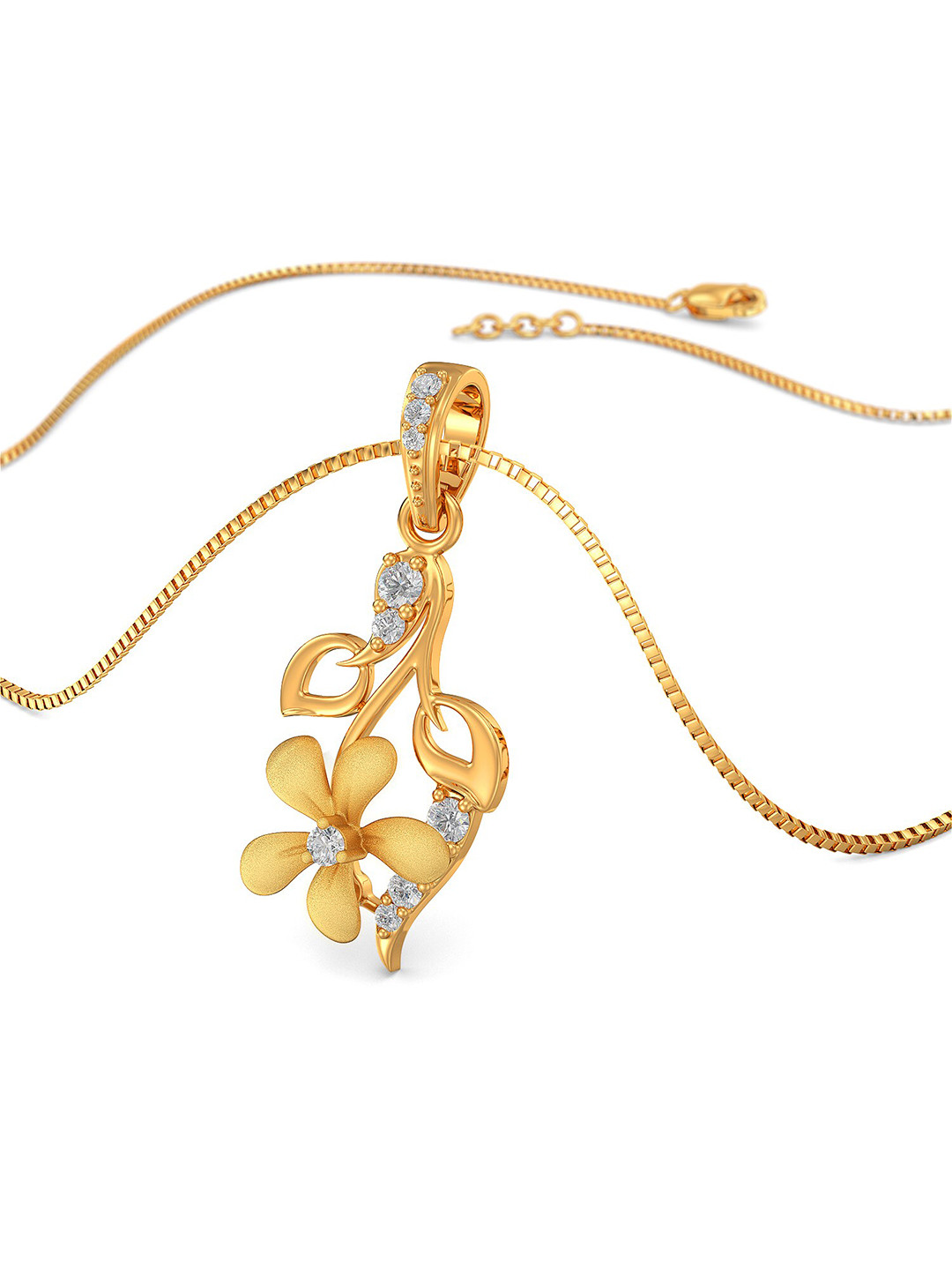 Joyalukkas 22KT GemStones Studded Flower Pendant Gold-1.806gm