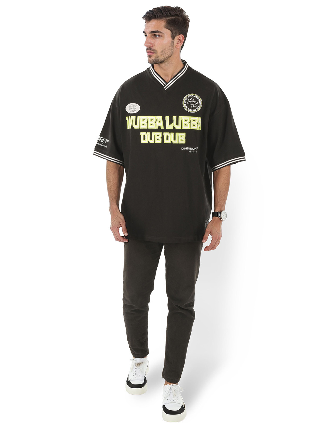 Celio Rick and Morty Printed V-Neck T-shirt