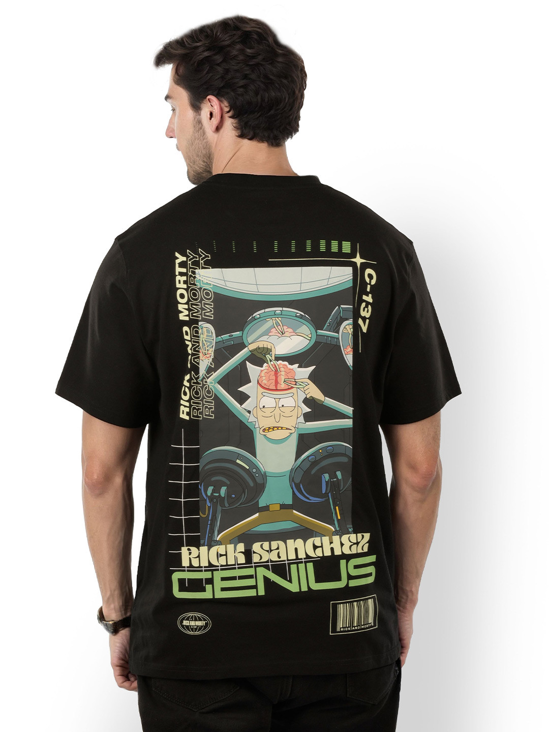 Celio Rick and Morty Printed Round Neck Cotton T-shirt
