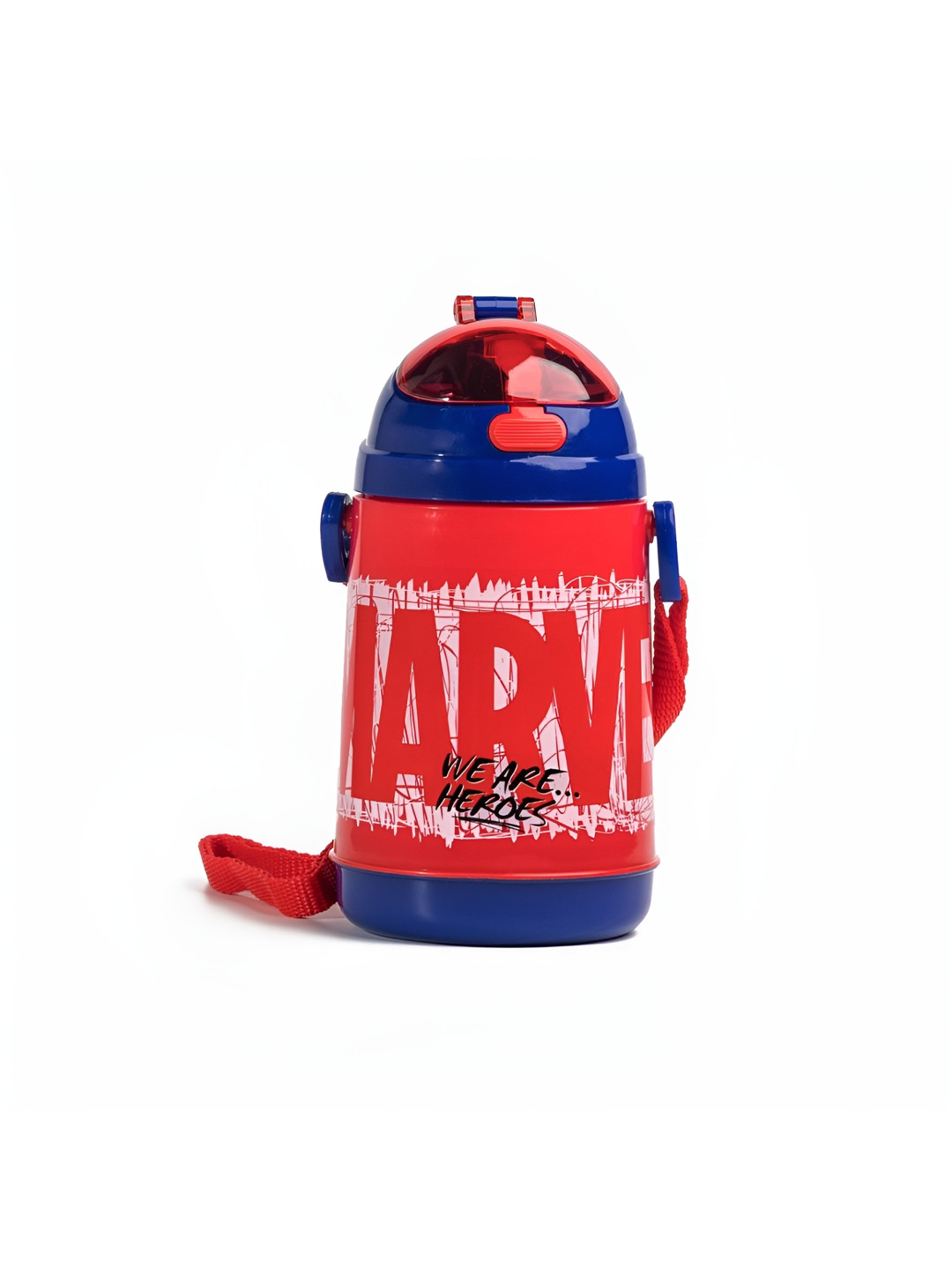 Marvel Red Typography Plastic Single Wall Vacuum Sipper - 450ml