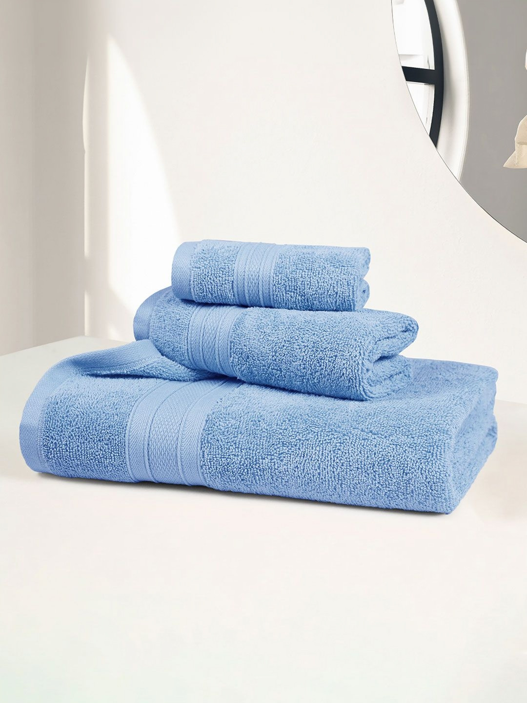 MYTRIDENT Soft Comfort Turquoise Blue 3 Pieces Pure Cotton 500 GSM Towel Set