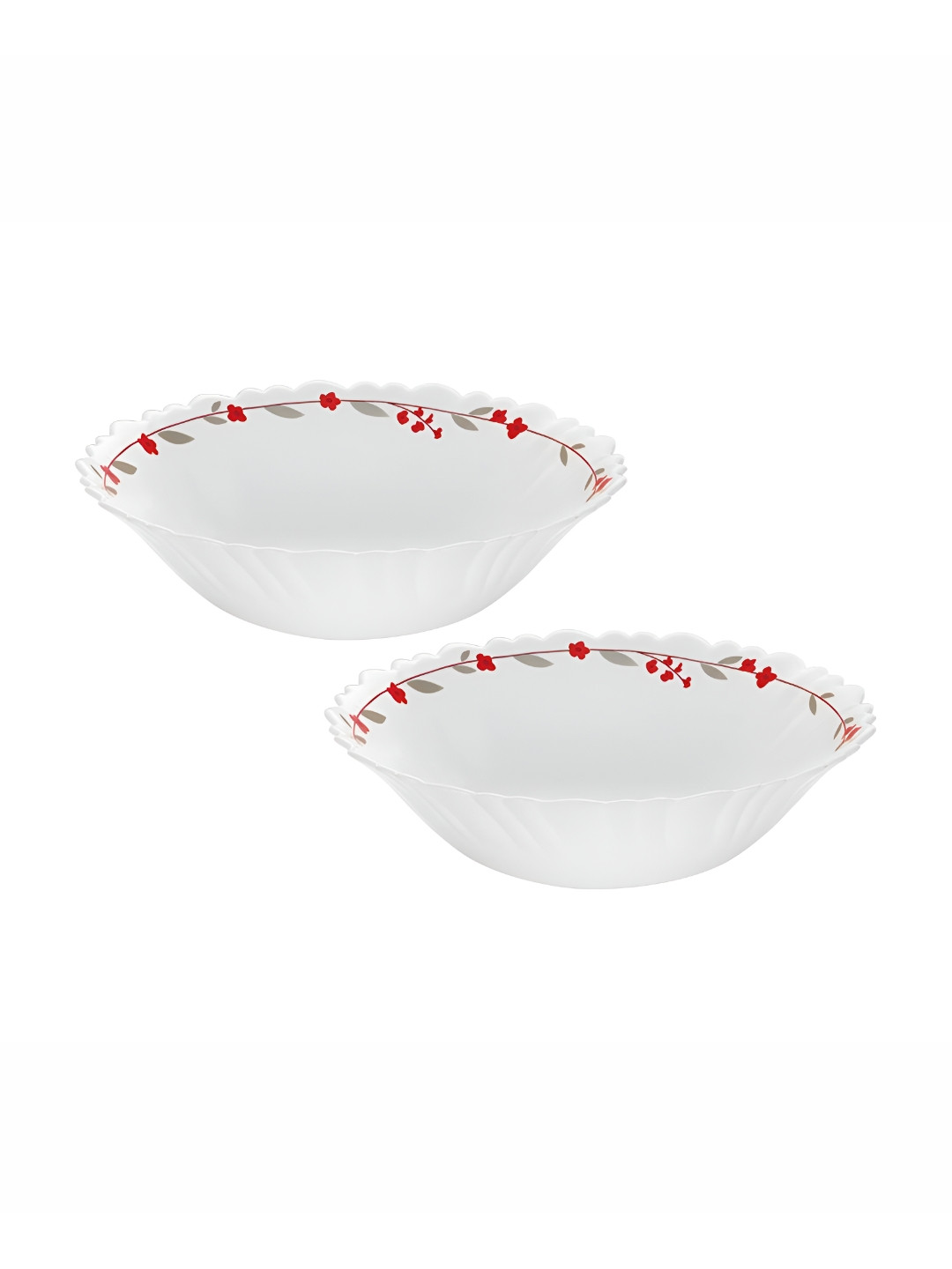 Larah by BOROSIL Fluted Series Verona  White 2 Pieces Printed Dinner Set