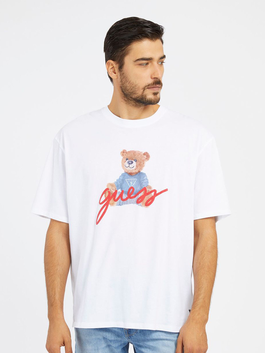 GUESS Men Typography Printed Round Neck T-shirt