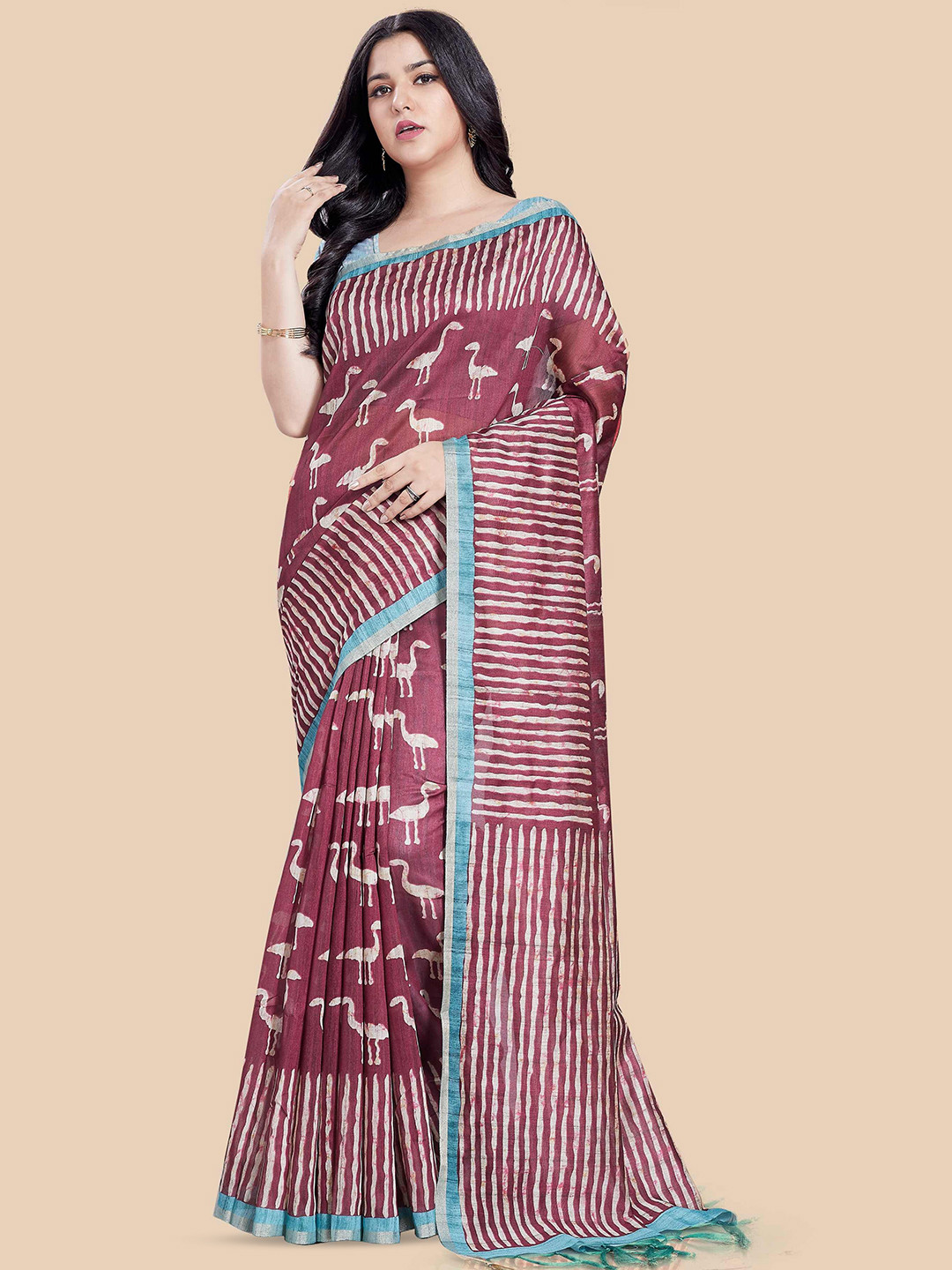 Rani Saahiba Print Saree With Blouse Piece