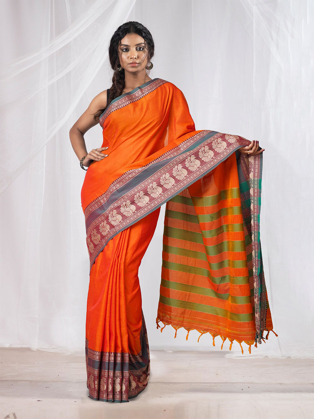 Unnati Silks Zari Narayan Peth Pure Cotton Handloom Saree