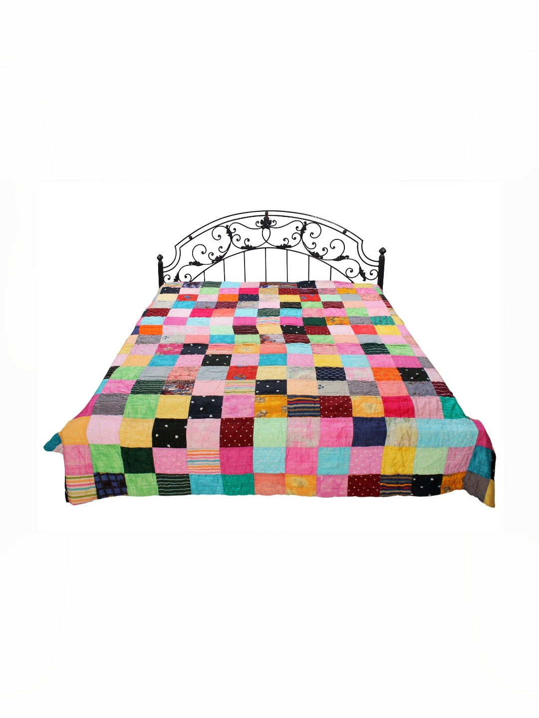 Exotic India Red & Green Floral AC Room Double Bed Reversible Bedding Quilt