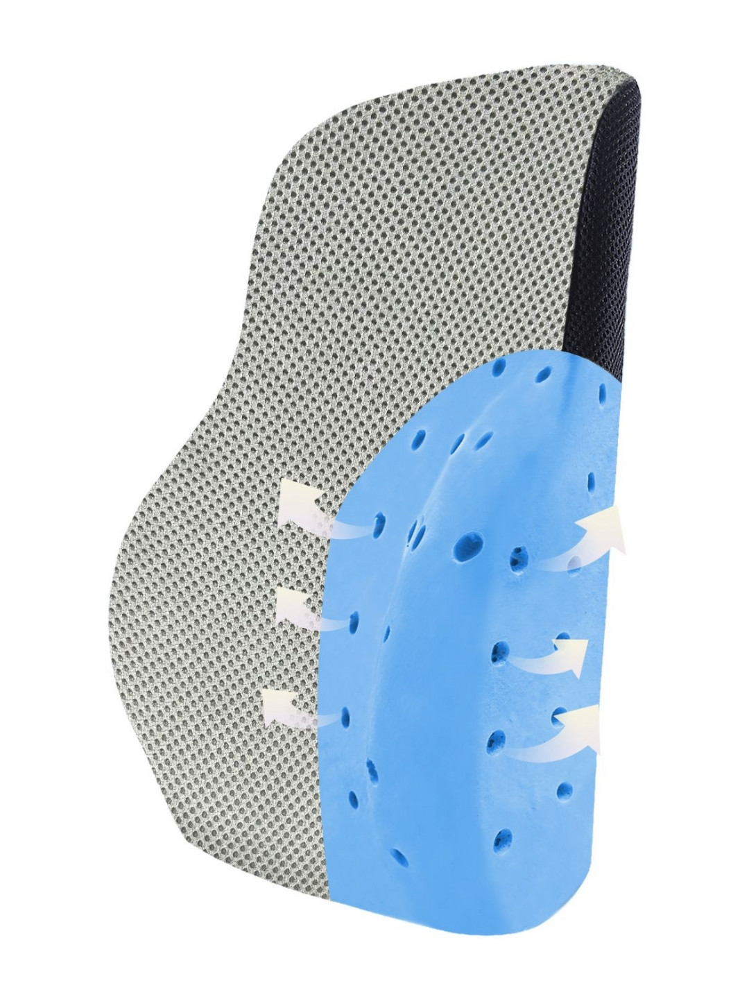 Sleepsia Gel Ventilated Lumbar Grey Solid Polyester Medium Memory Foam Therapedic Pillow-11.43 x 40.61 x 46.99 cm