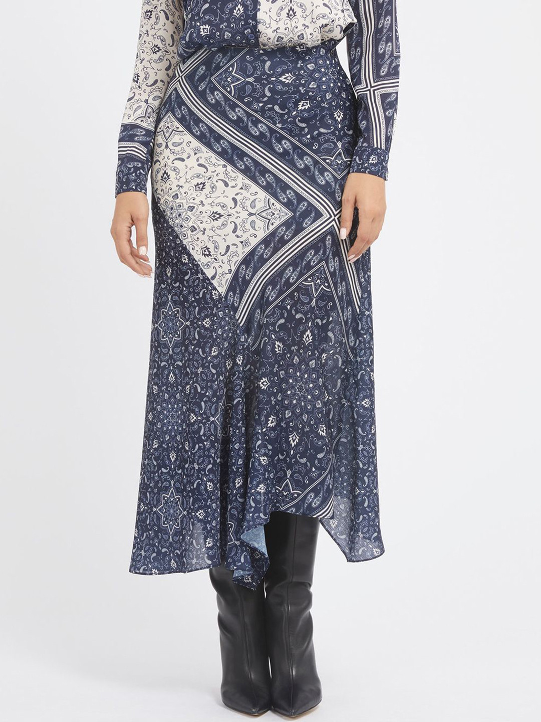 GUESS Printed Flared Midi Skirts