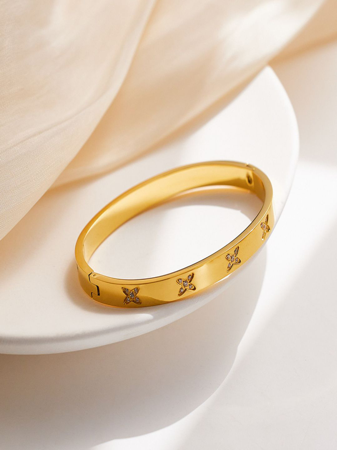 AQUASTREET Cross 18K Gold-Plated Waterproof Cuff Bracelet