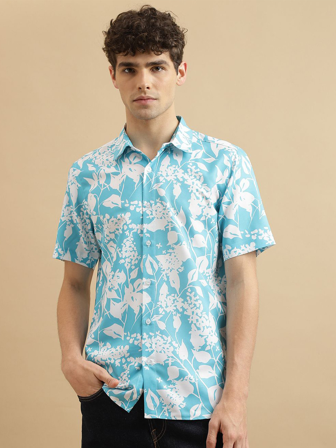 HighRider Men Tropical Printed Spread Collar Casual Shirt