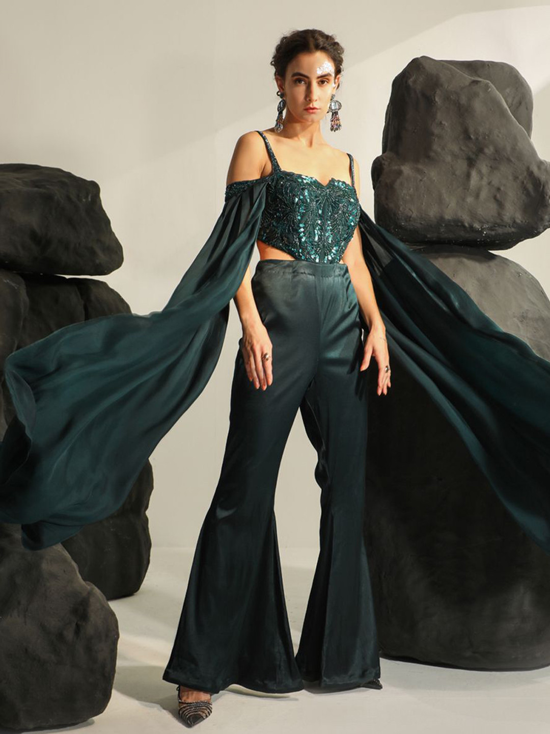 Jade by Ashima Cleodora Embellished Cotton Basic Jumpsuit