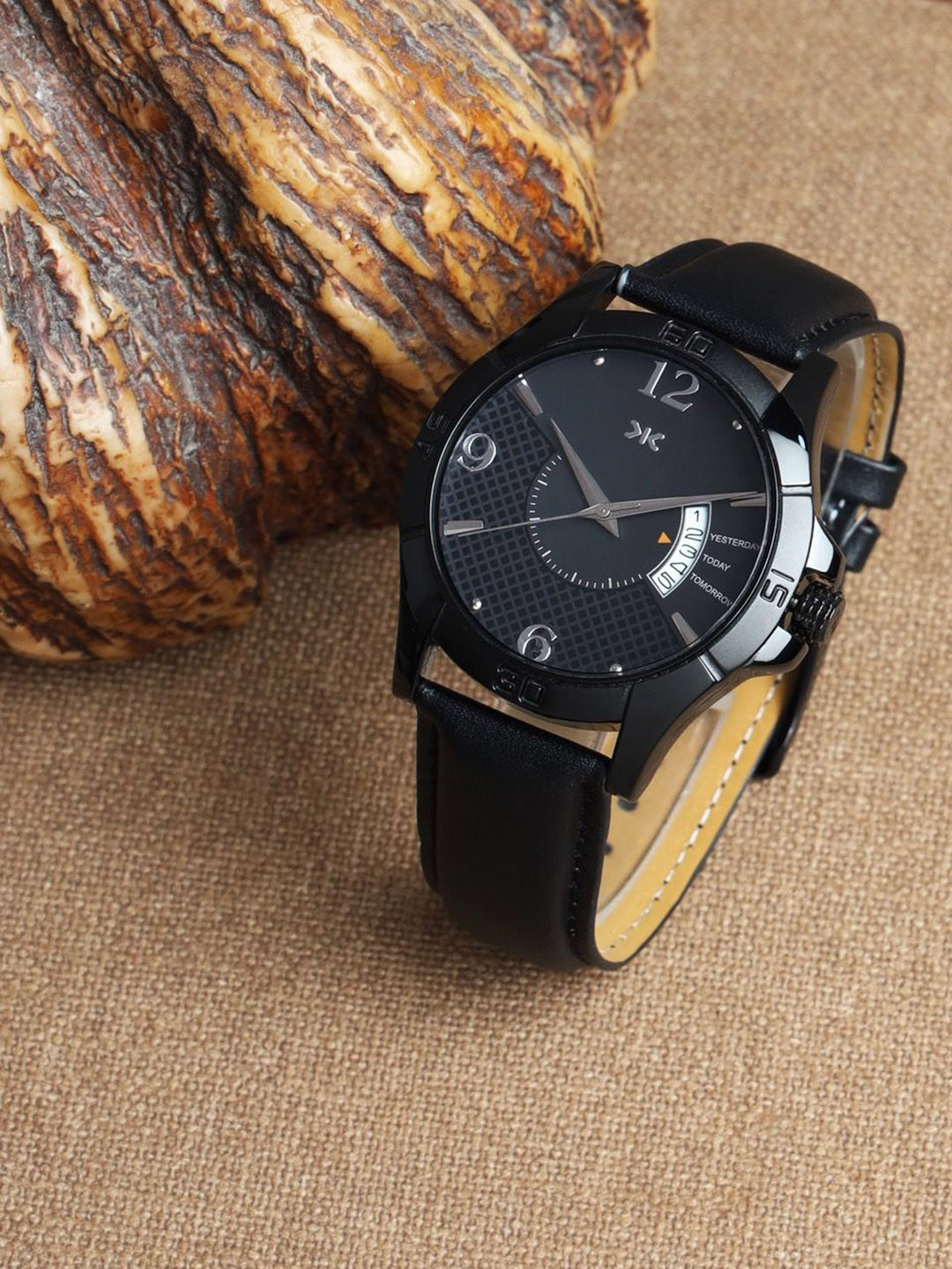 Killer Men Brass Dial & Leather Straps Analogue and Digital Watch KLMO104A