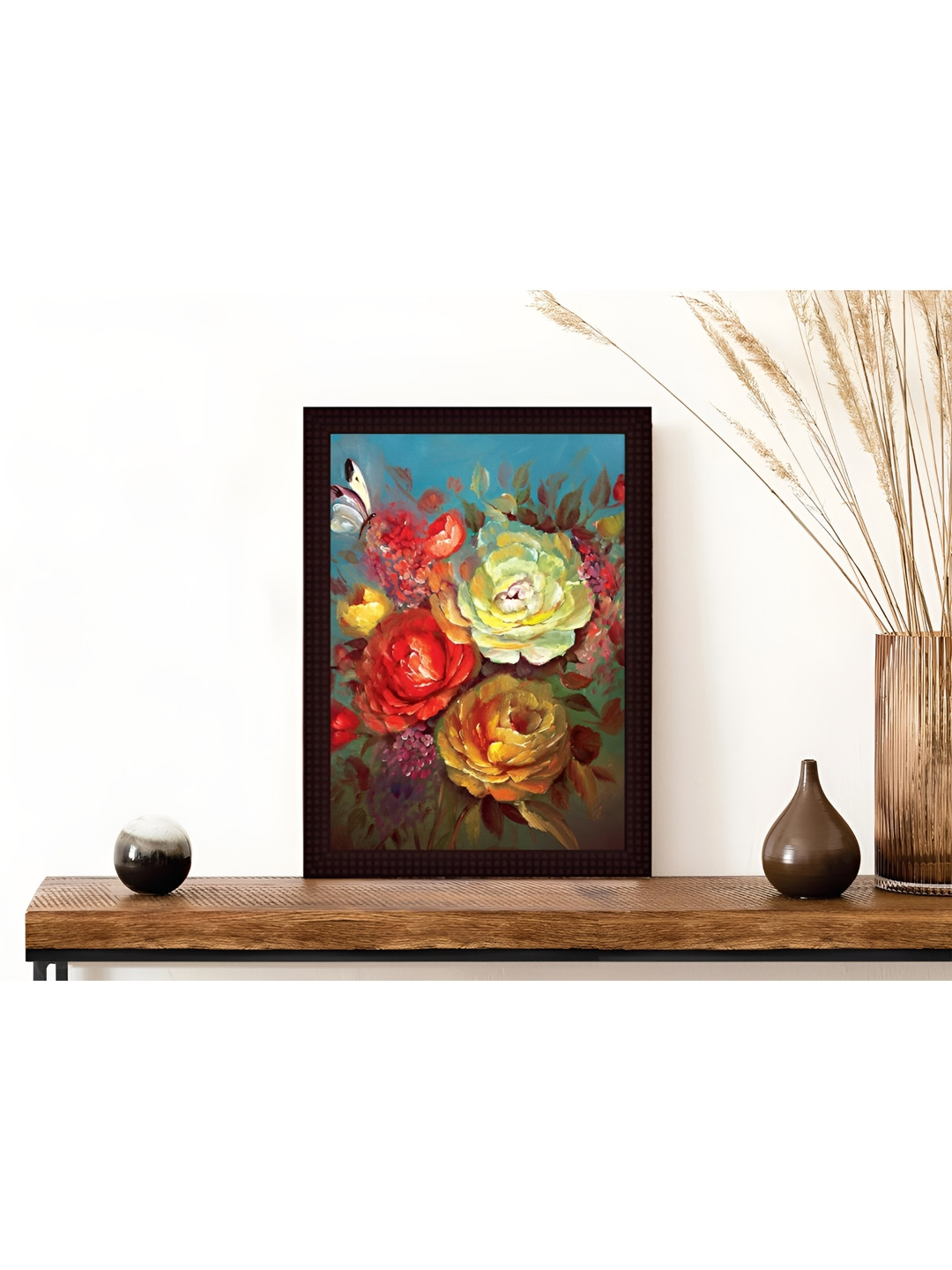Tamatina Blue & Red Gorgeous Flowers Painting Wall Art