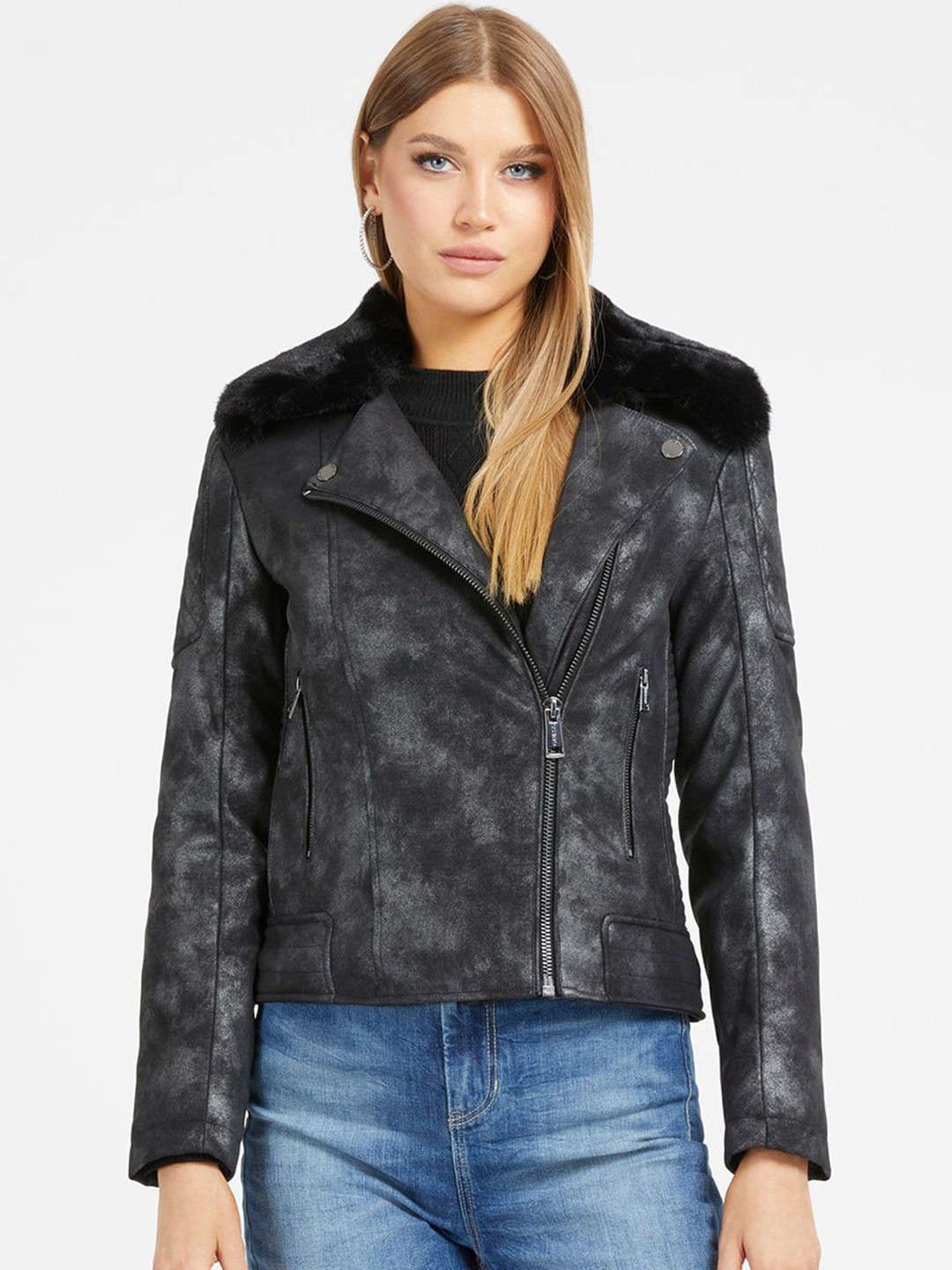 GUESS Women Camouflage Crop Quilted Jacket