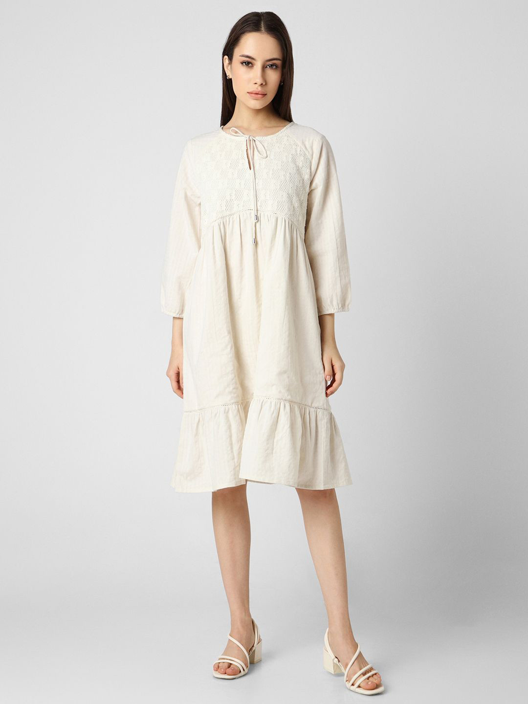 Van Heusen Woman Tie-Up Neck A-Line Dress
