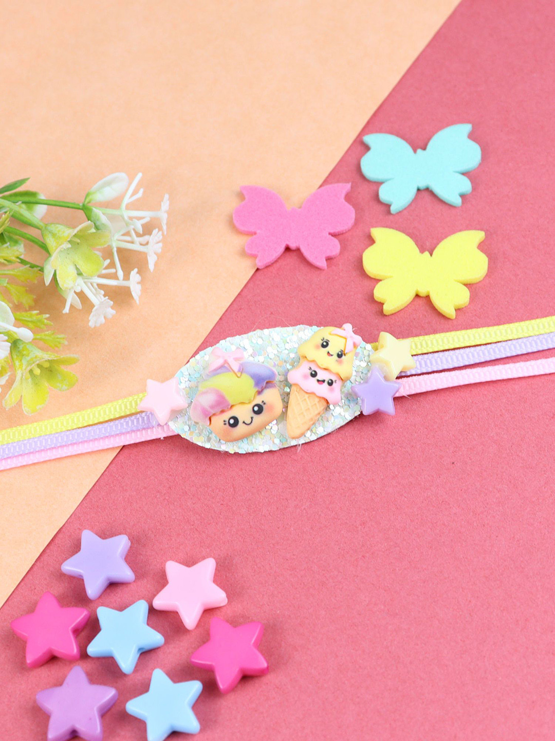 Asthetika Kids Ice-cream Donut Thread Rakhi With Roli Chawal