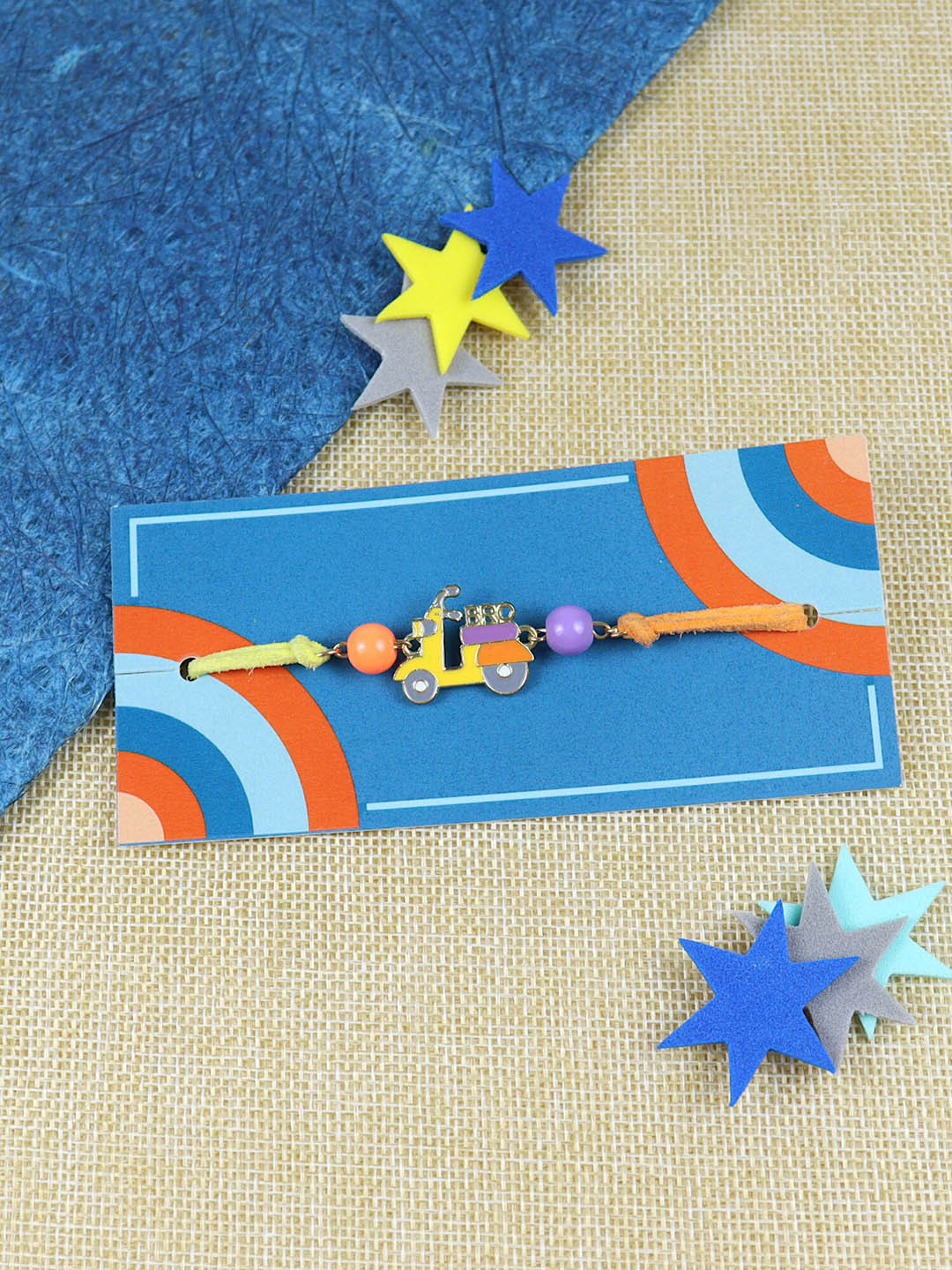 Asthetika Boys Motorbike Charm Bracelet Rakhi With Roli Chawal