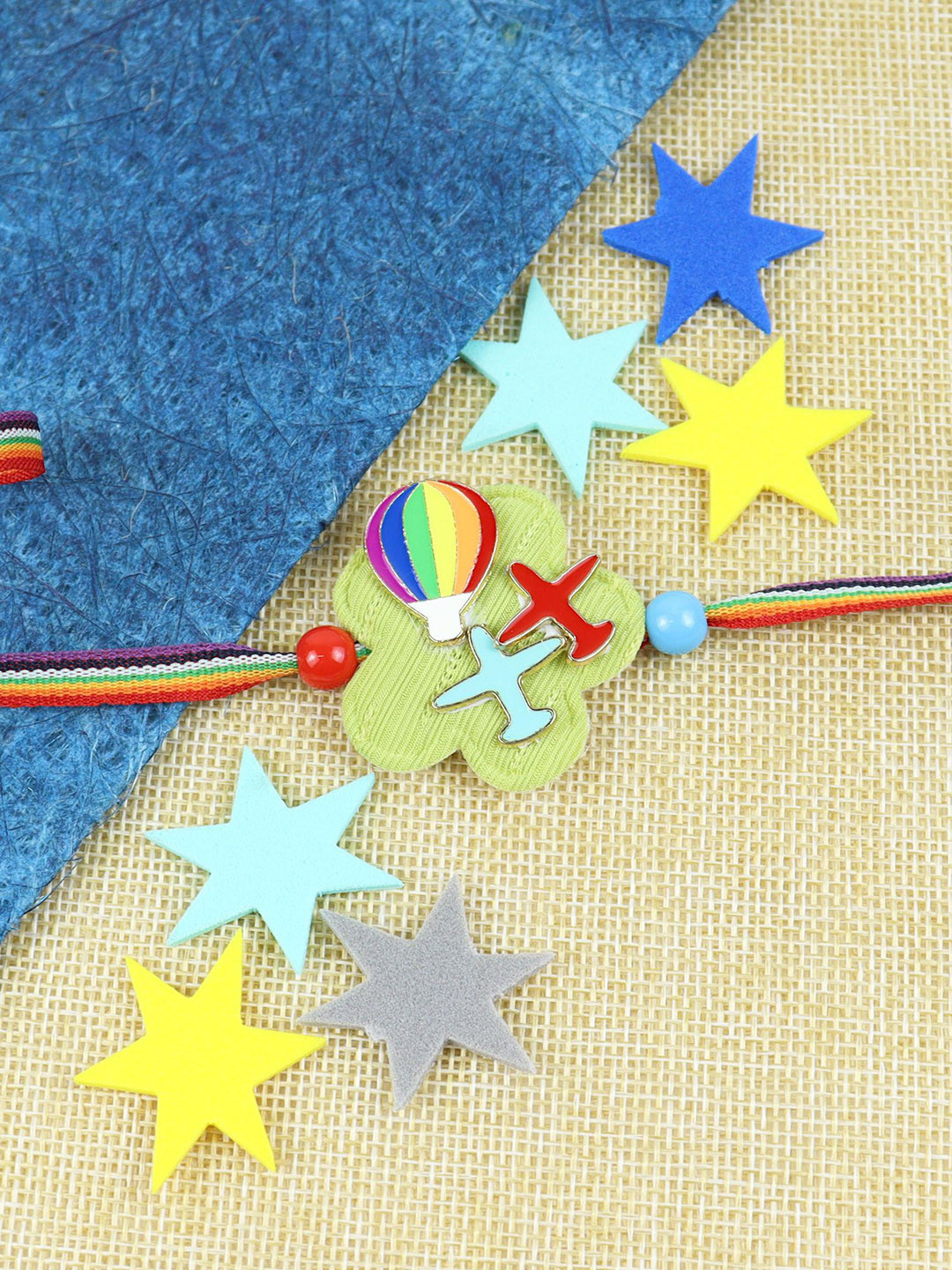 Asthetika Boys Airplane Parachute Thread Rakhi with Roli Chawal