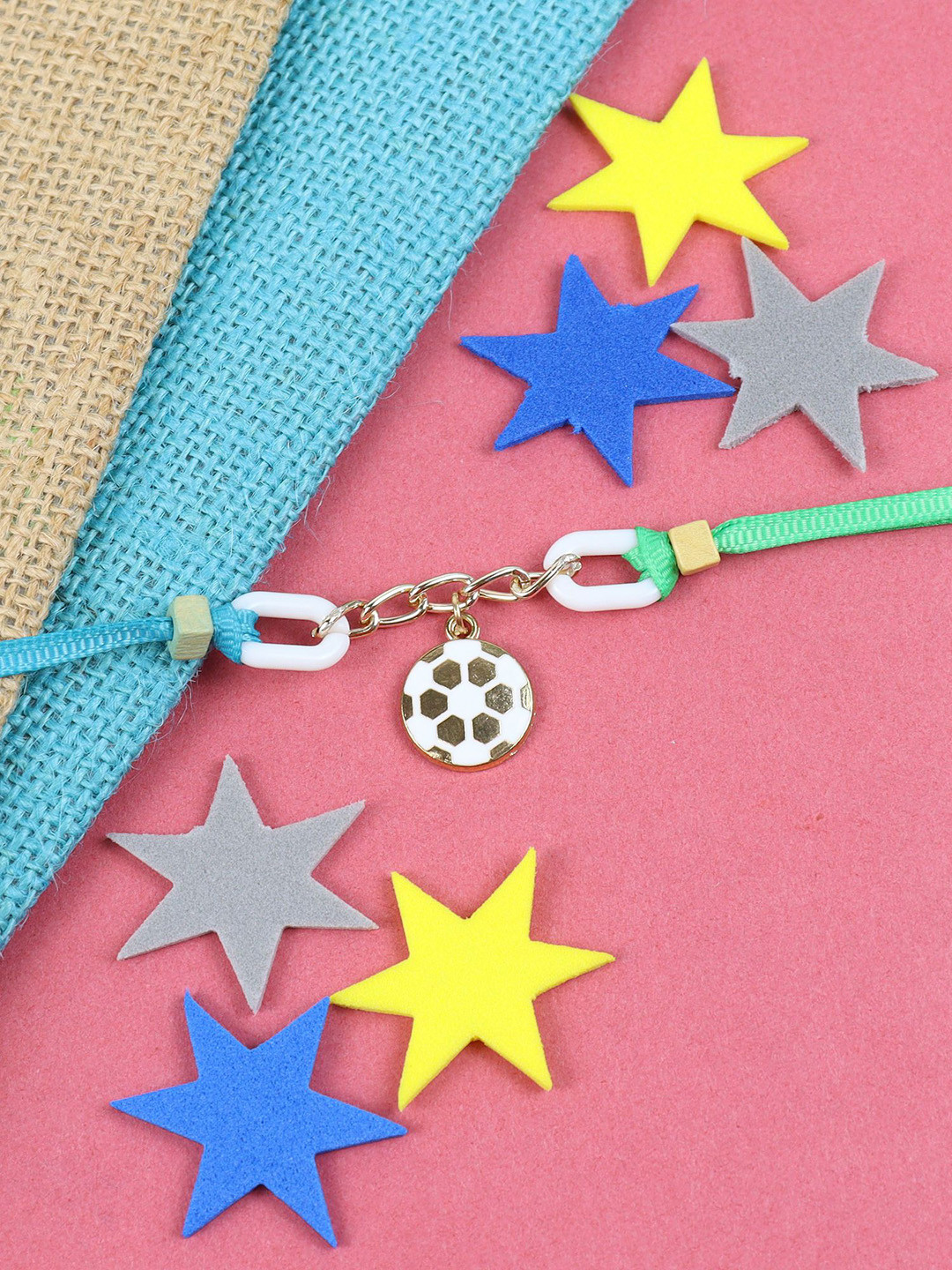 Asthetika Boys Football Hanging Charm Thread Rakhi With Roli Chawal