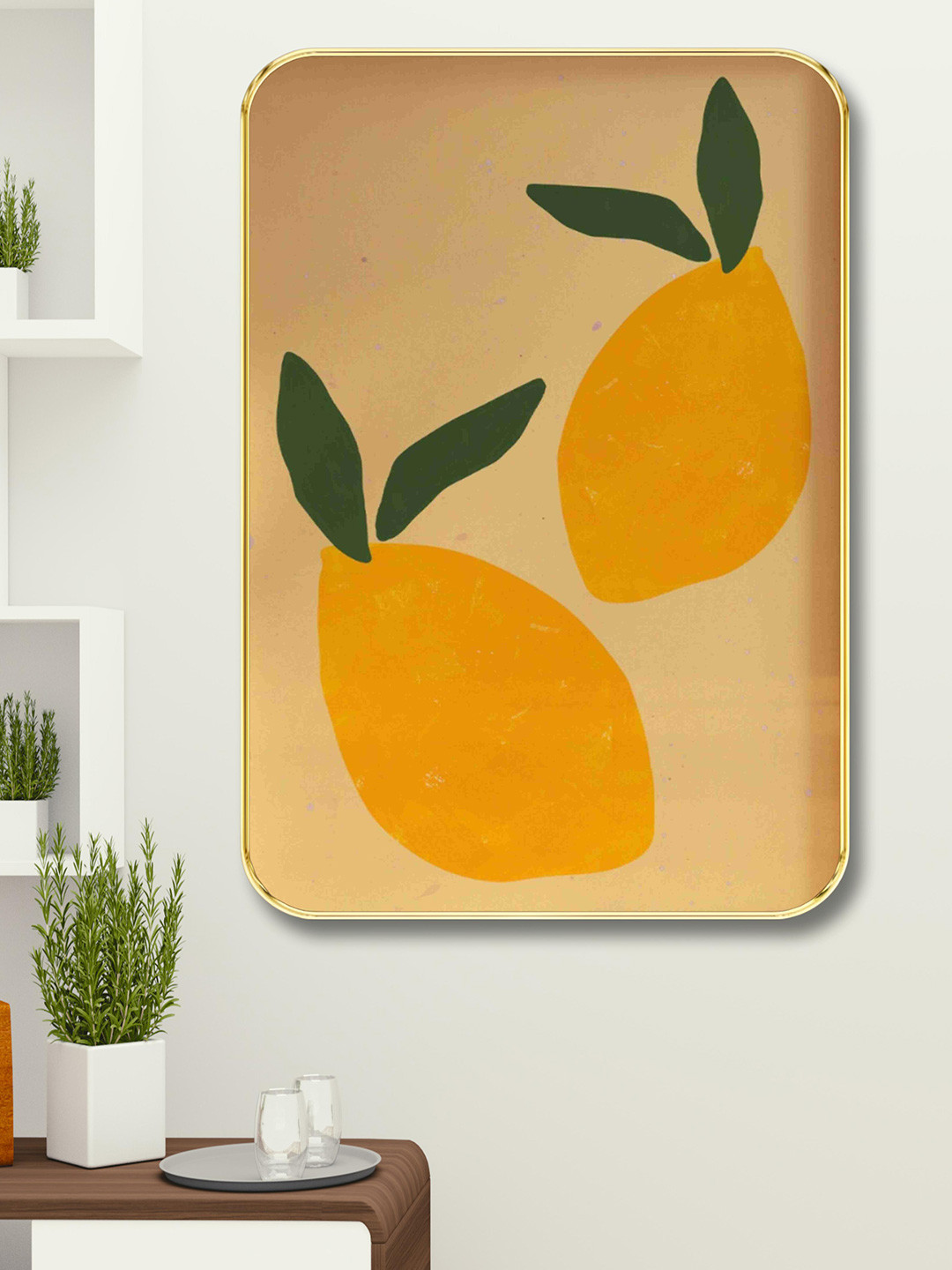 SAF Gold Wood Wall Living Room Rectangle Potrait Paintings Wall Art -18 x 24In