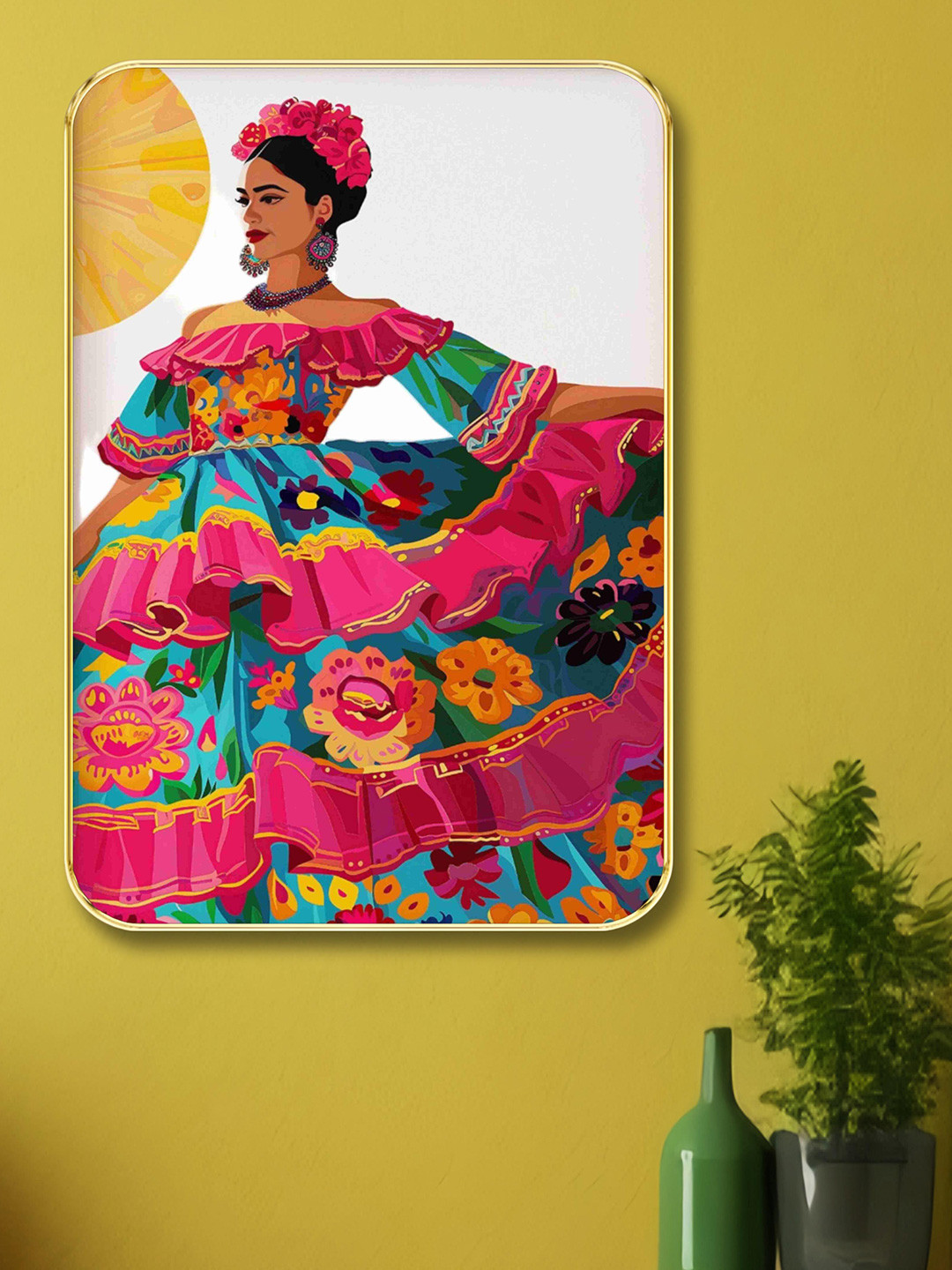 SAF Red & Green Princess Printed Wooden Wall Art