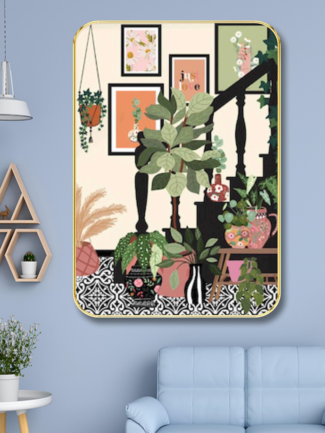 SAF Flower Cream Wood Wall Living Room Rectangle Potrait Paintings Wall Art -18 x 24In