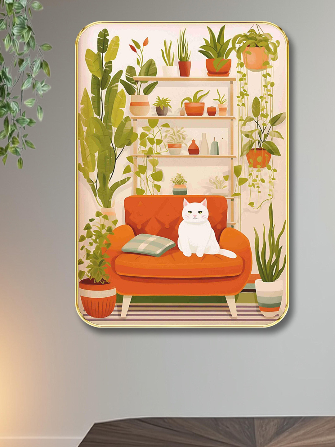 SAF Cat Wood Wall Rectangle Paintings Wall Art - 24 x 18 In