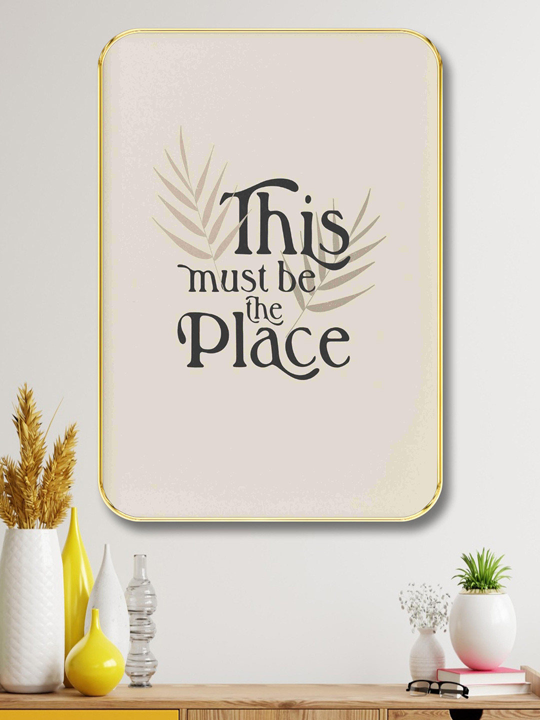 SAF Beige & Black Typography Printed Wooden Wall Art