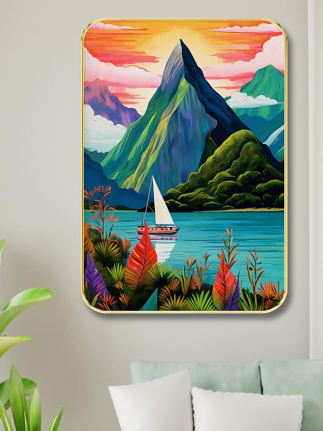 SAF Nature Art Wood Wall Rectangle Paintings Wall Art - 24 x 18 In