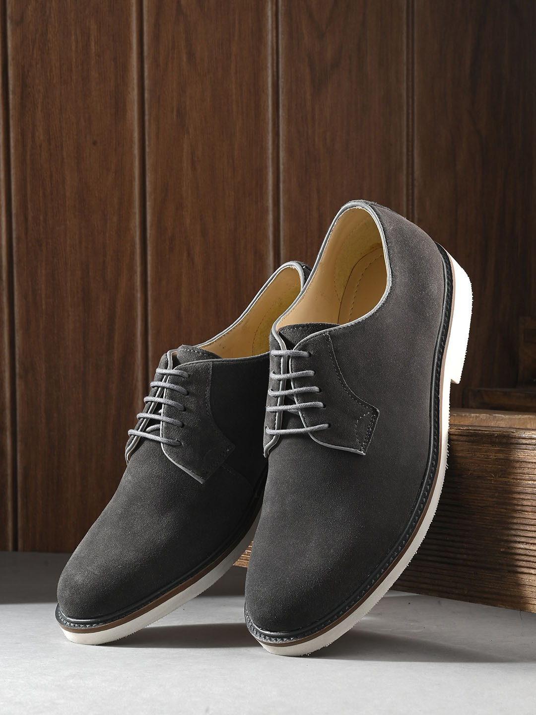 CARLO ROMANO Men Round Toe Suede Formal Derbys
