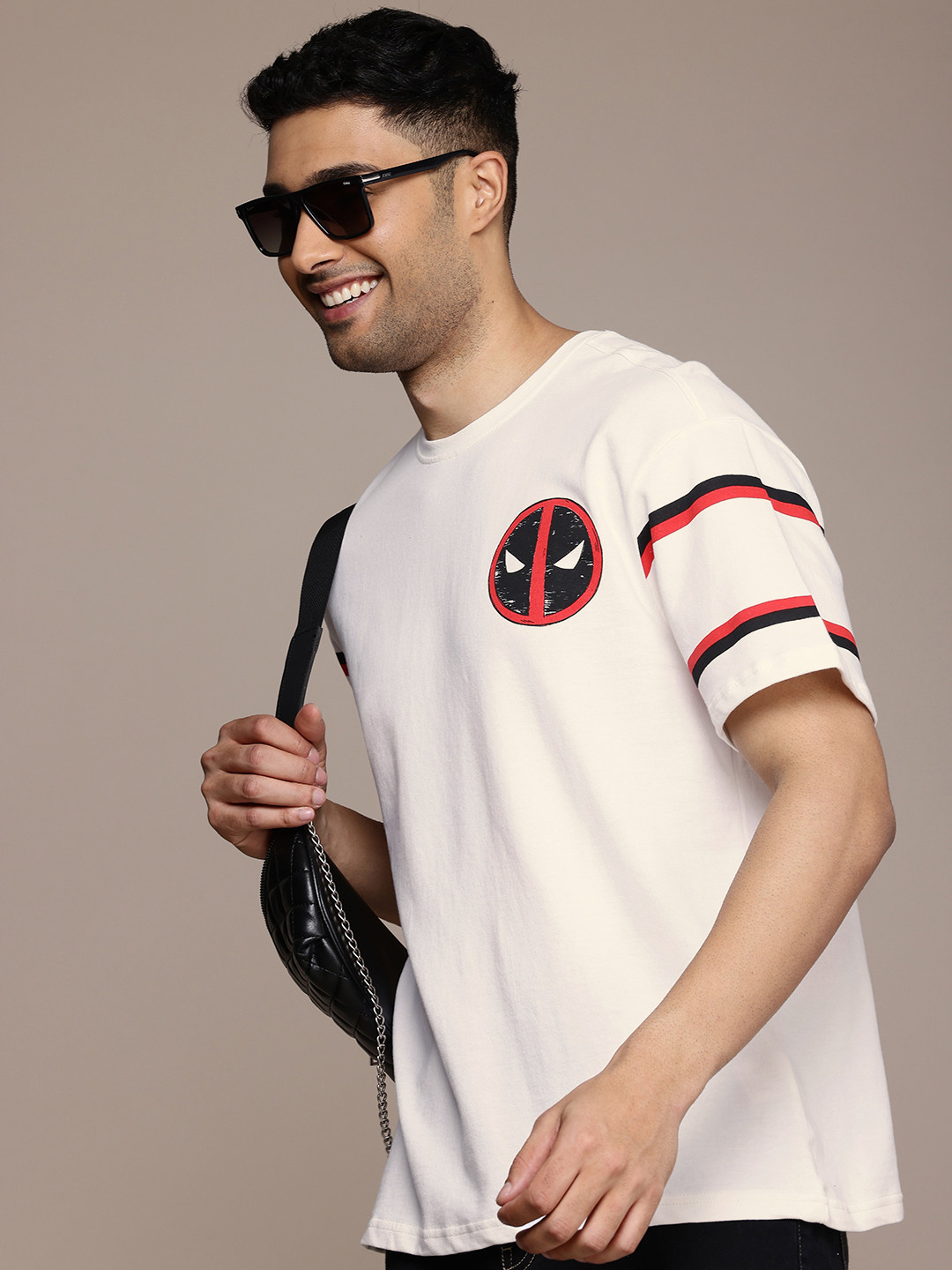 WROGN X Deadpool & Wolverine Printed Drop-Shoulder Sleeves Pure Cotton Oversized T-shirt