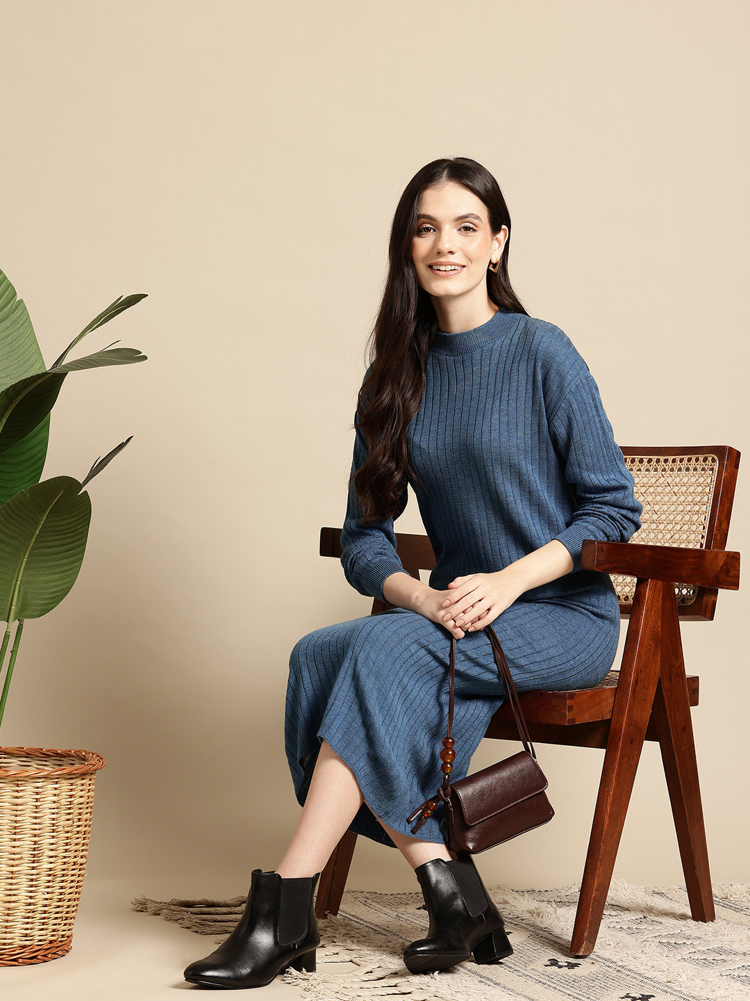 Mast & Harbour Ribbed Midi Dress
