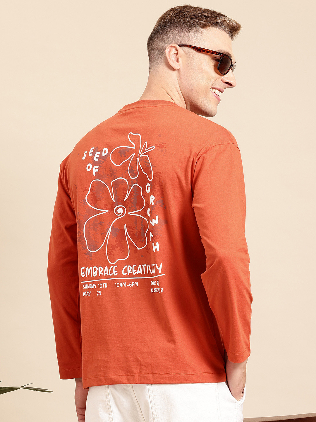 Mast & Harbour Long Sleeve Printed T-shirt