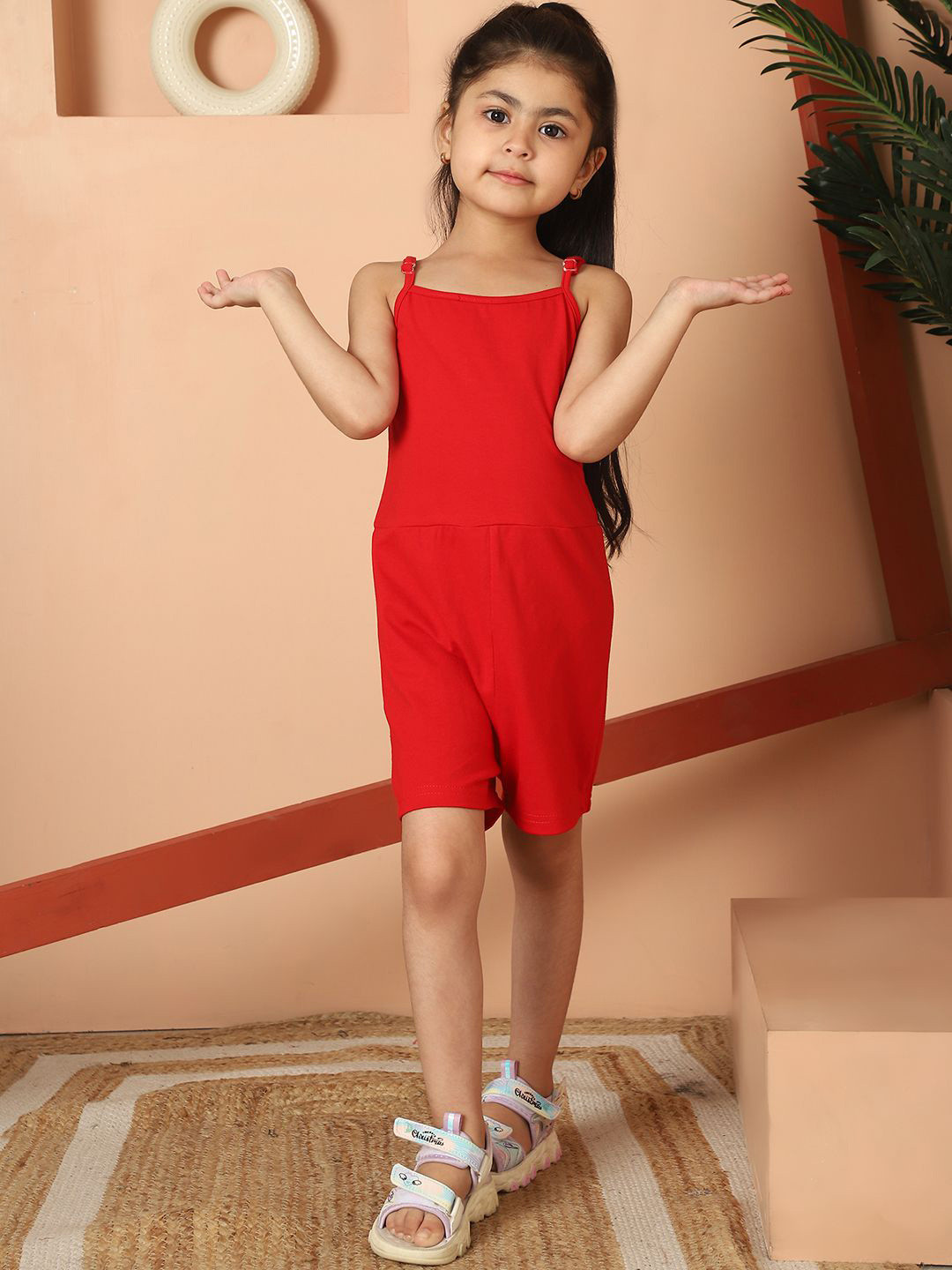 MINI & MING Girls Shoulder Straps Pure Cotton Playsuit