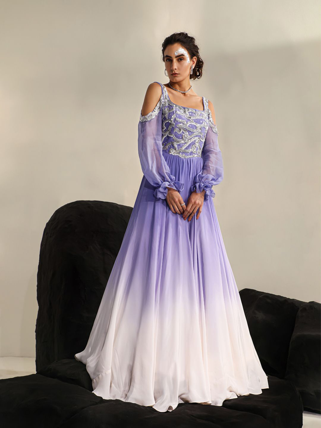Jade by Ashima Cold-Shoulder Crepe Maxi Dress
