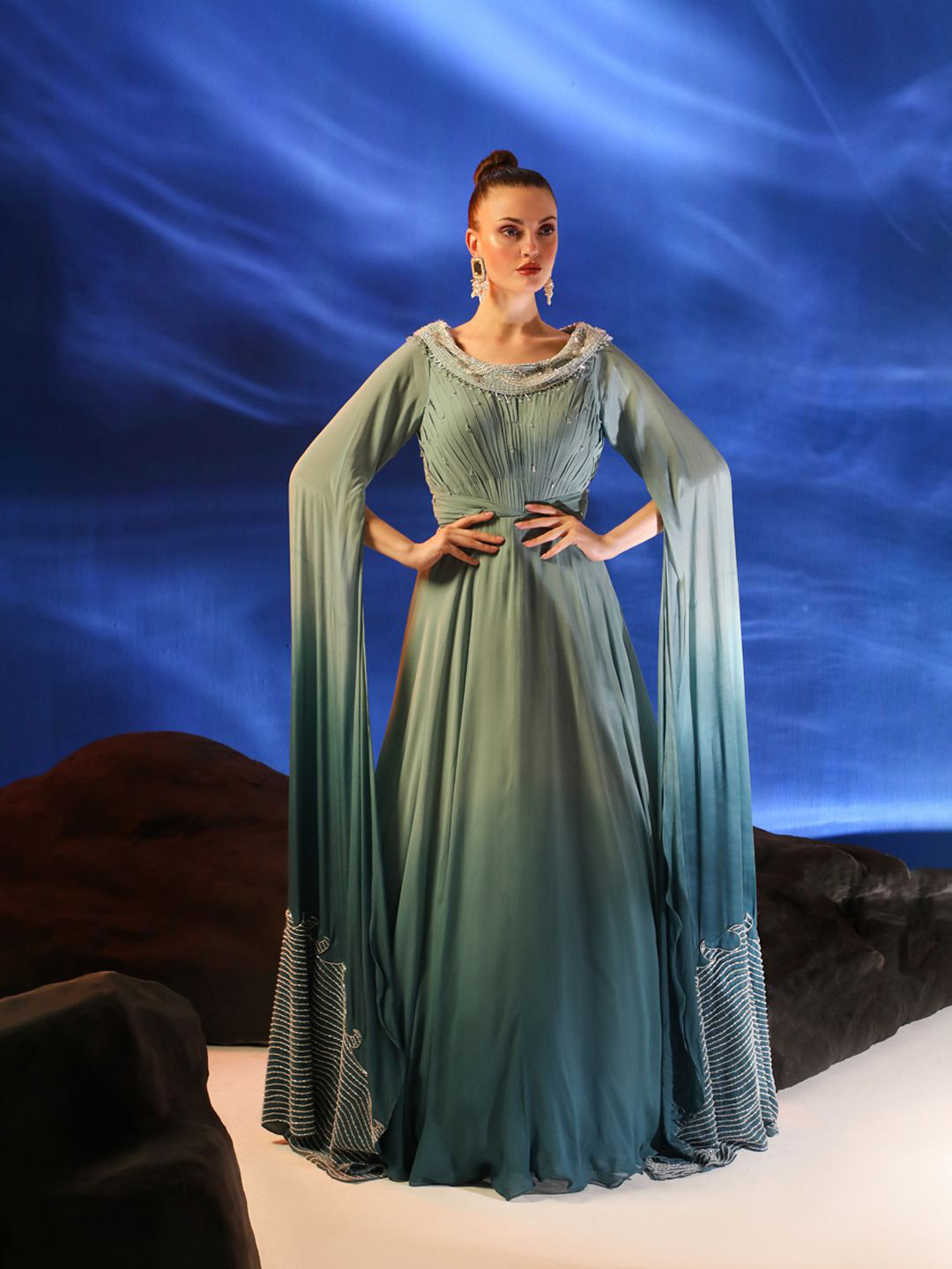 Jade by Ashima Tie and Dye Georgette A-Line Dress