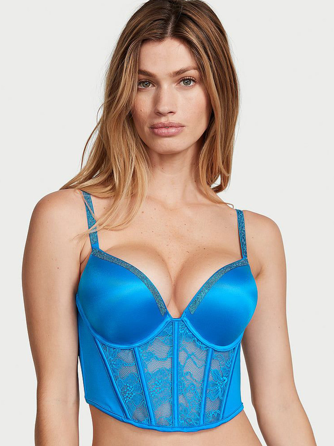 Victoria's Secret Very Sexy Bombshell Shine Strap Push-Up Corset Embellished Top