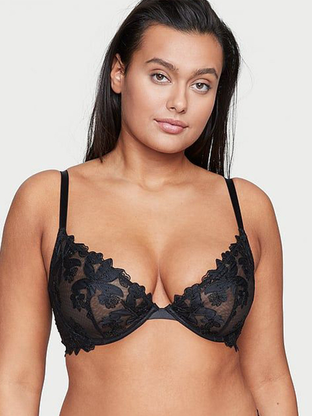 Victoria's Secret Very Sexy Ziggy Floral Embroidery Unlined Demi Embellished Bra
