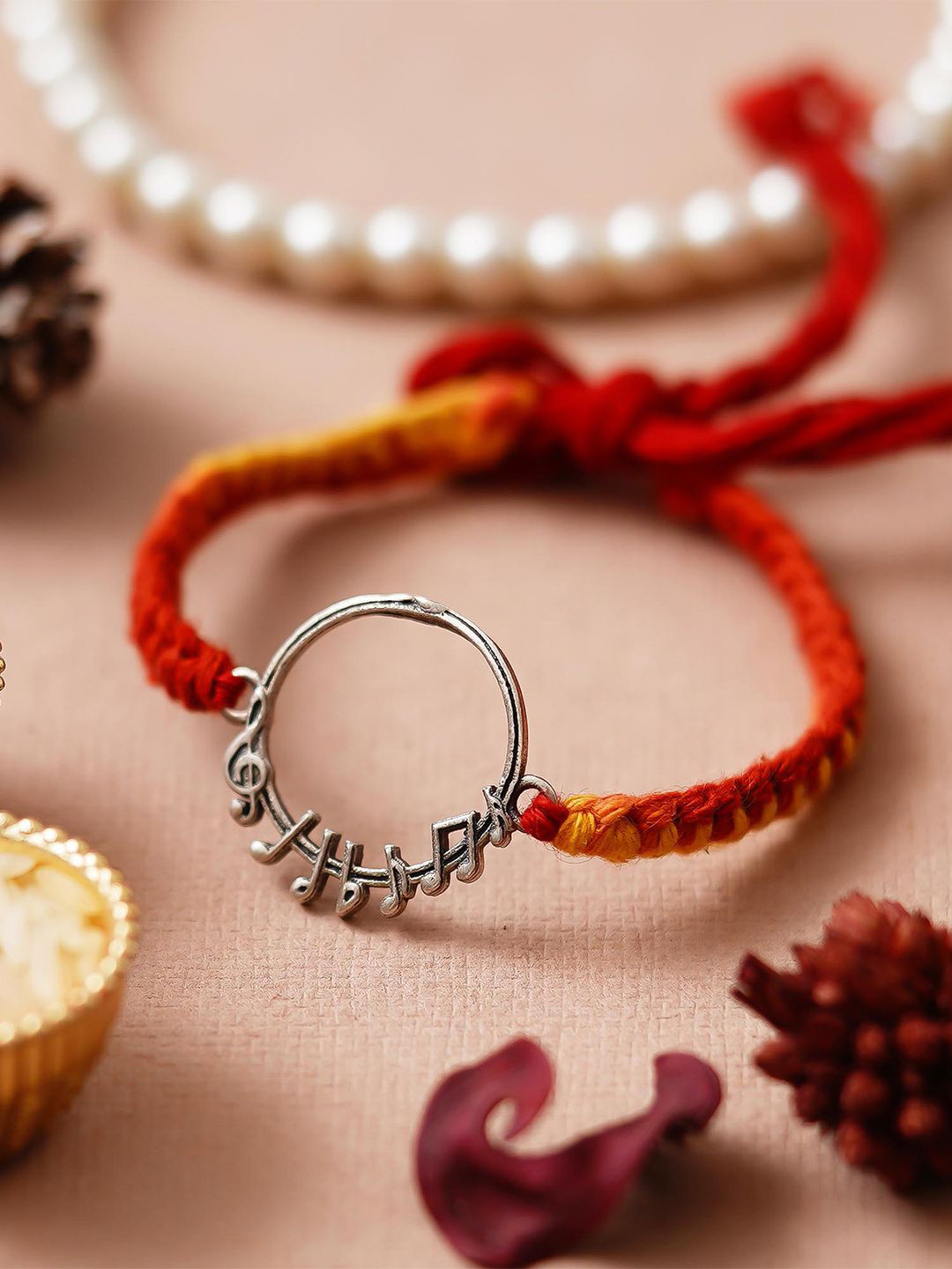 eCraftIndia Musical Fancy 925 Sterling Silver Rakhi for Brother with Roli Chawal Pack