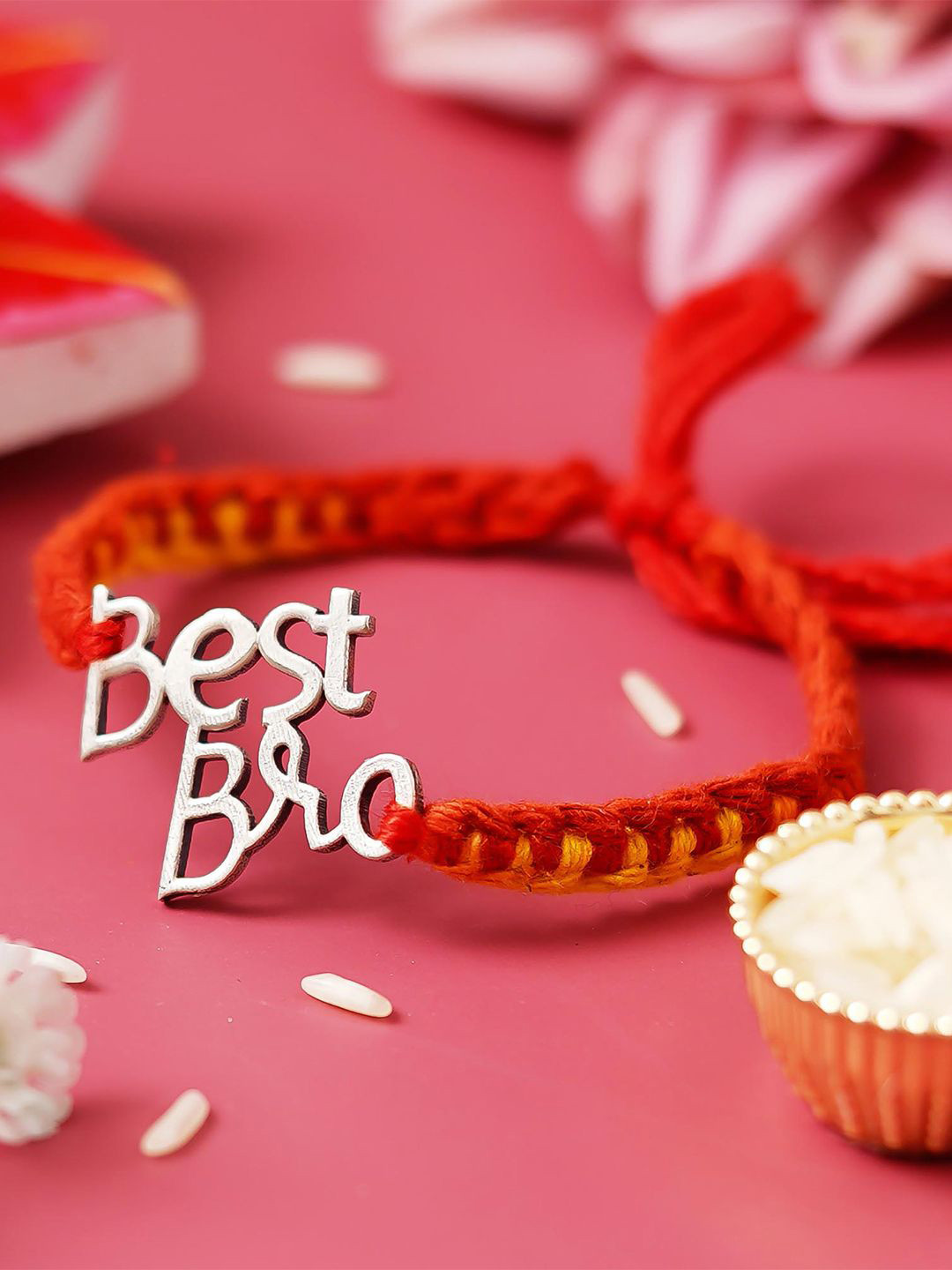 eCraftIndia Best Bro 925 Sterling Silver Rakhi for Brother with Roli Chawal Pack