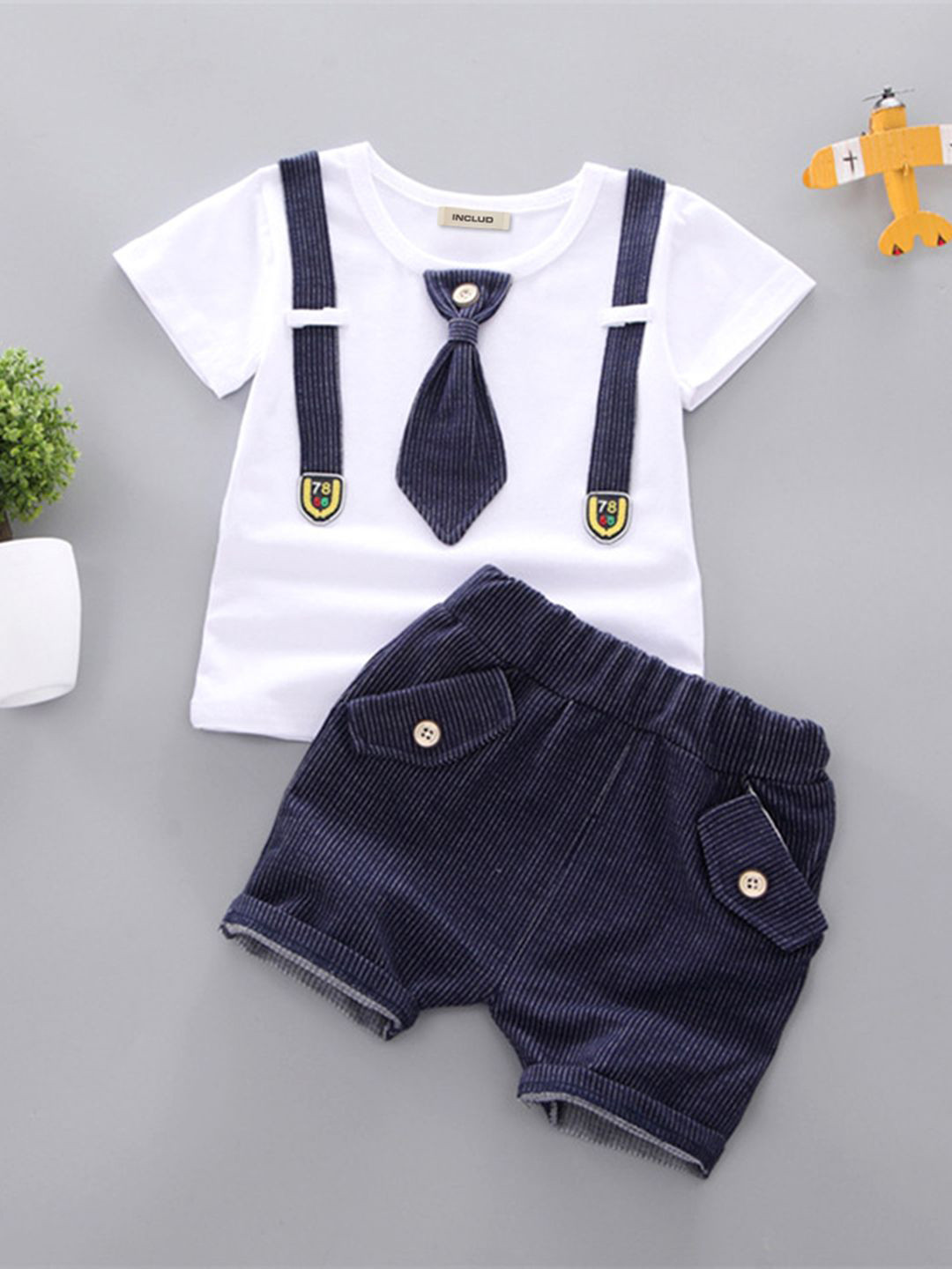 INCLUD Corduroy T-Shirt with Shorts