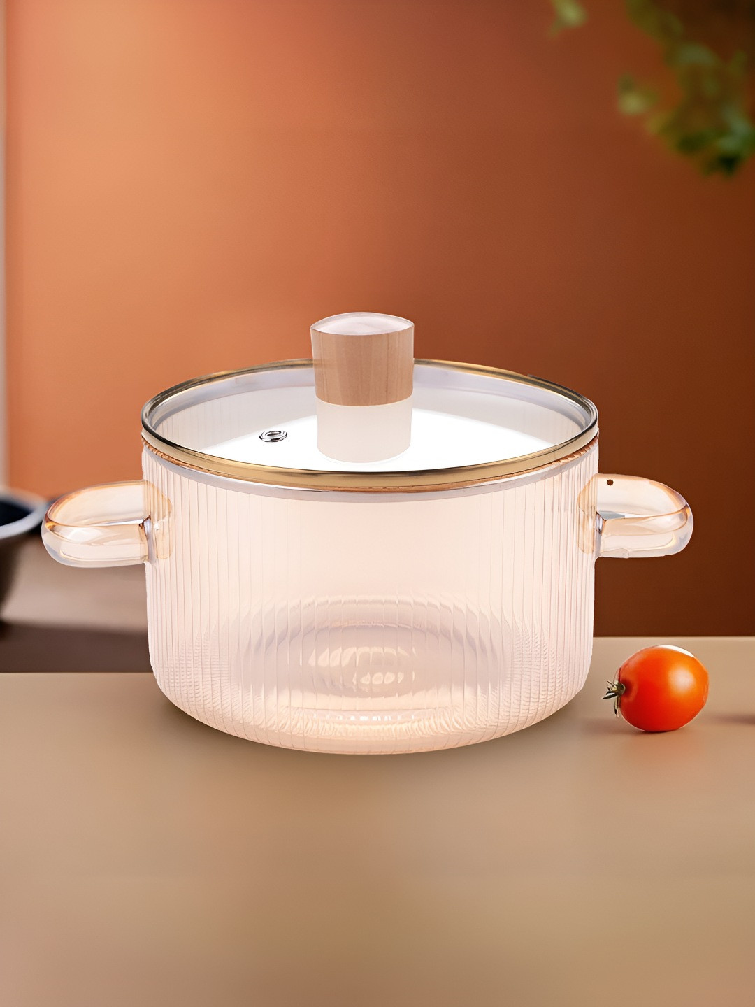 The Better Home Brown & Transparent Zeno Borosilicate Glass Tope With Lid 1450 ML