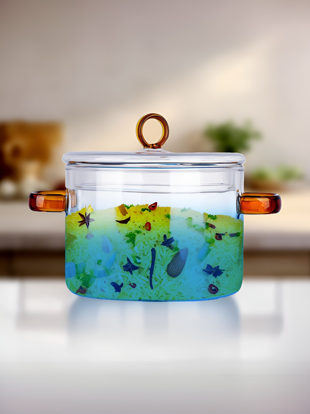 The Better Home Blue & Transparent Glass Tope With Lid 1.45L